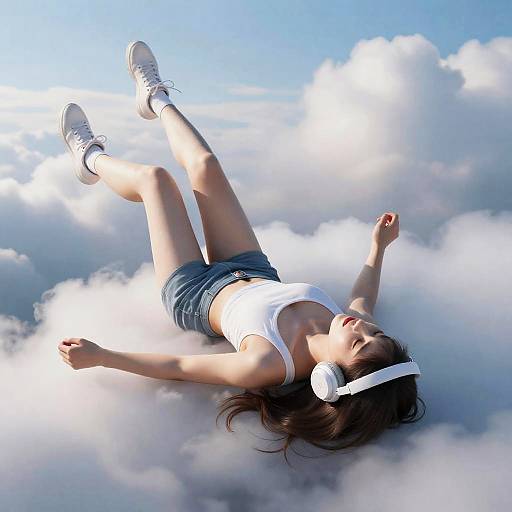 Ultra Realistic Lofi Girl in Sky