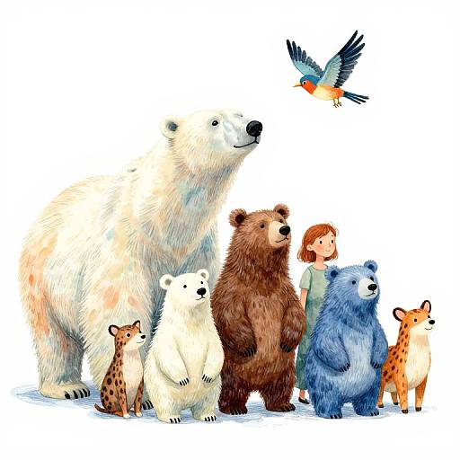 Whimsical Watercolor Animal Harmony