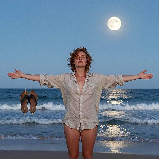 Moonlit Beach Embrace Watercolor