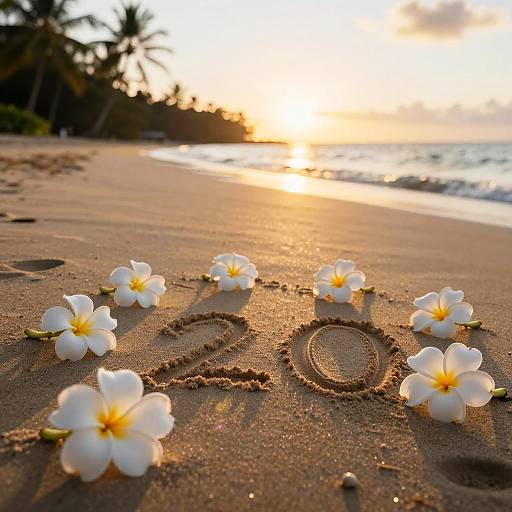 Ethereal Tiare Flower Sunset Scene