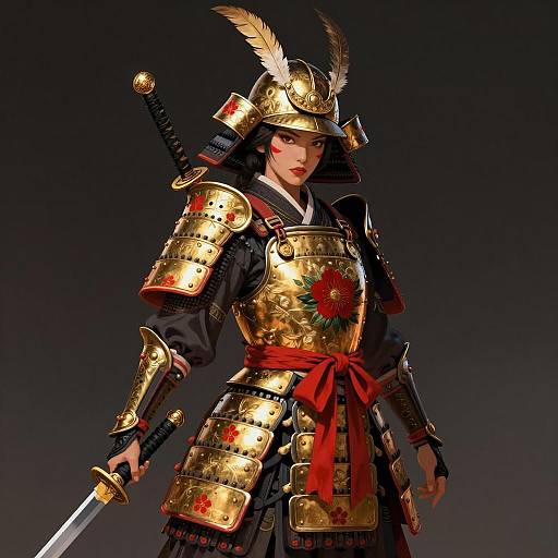 Female Samurai in Ornate Gold Armor