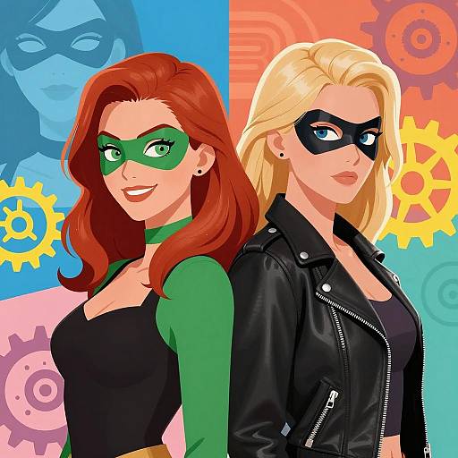 Duo of Confident Superheroines in Action