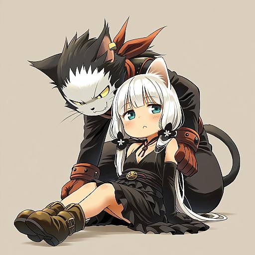 Illustration of Cait sith (ff7), final fantasy in the style of Yudepii