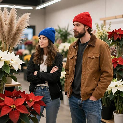 Couple in a Floral Shop Setting