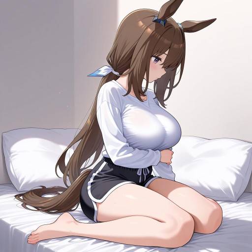 Charming Horse Girl Sitting Comfortably