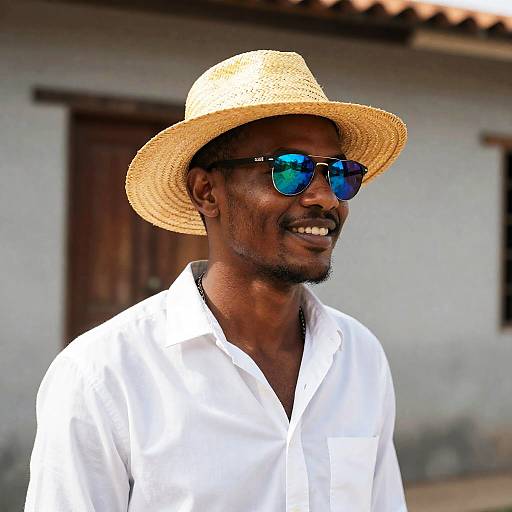 Cheerful Man in Yellow Straw Hat