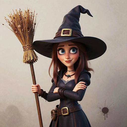 Realistic Cartoon Witch Character Design