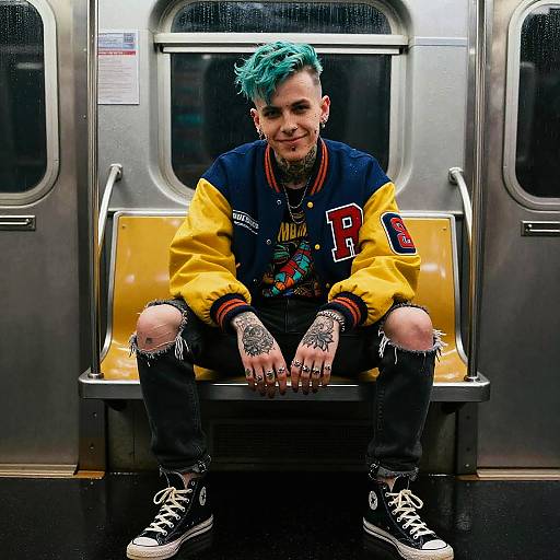 Neon Subway Skater with Teal Undercut