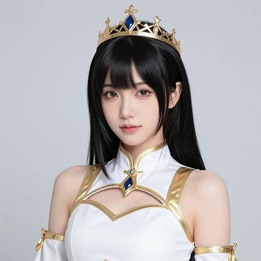 Crowned Girl in White and Gold