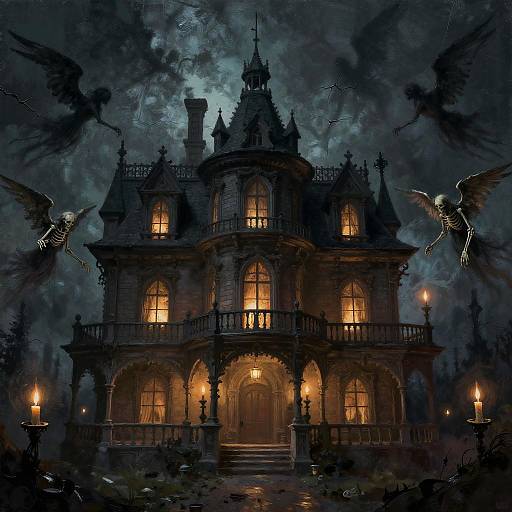 Haunted Victorian Mansion Macabre Art