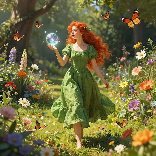 Enchanted Garden Walk with Magical Orb