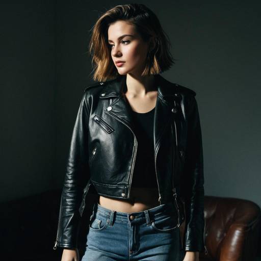 Chic French Crop with Leather and Denim