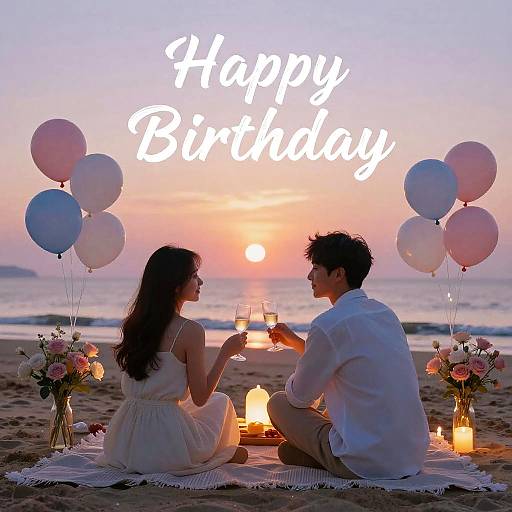 Romantic Sunset Beach Birthday Picnic