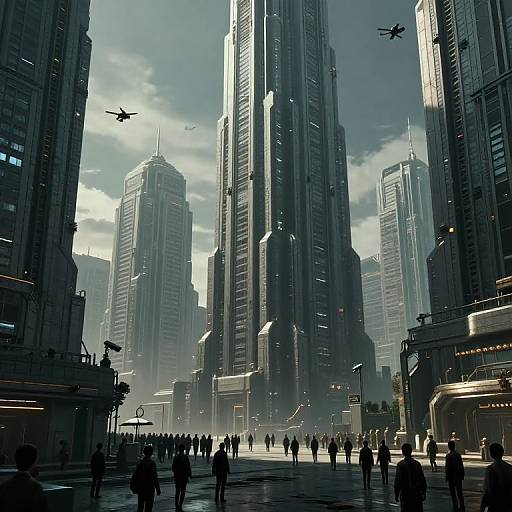 Futuristic Autocratic Cyberpunk Cityscape