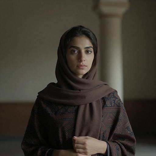 Young Woman in Brown Headscarf Portrait