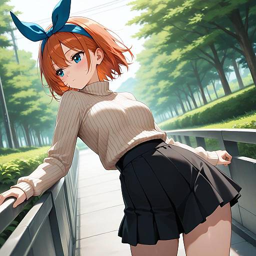 Detailed Anime Girl in Dynamic Outdoors Pose