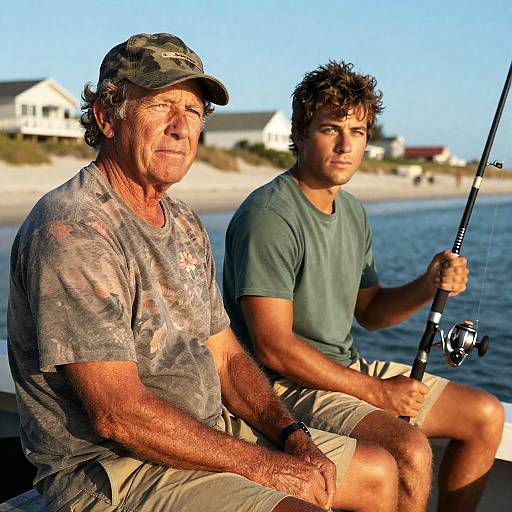 Serious Fishermen on a Boat