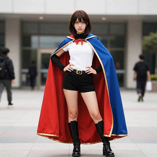 American Woman in Cape Costume