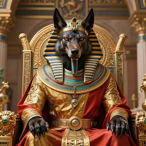 Ultra Realistic Werewolf God on Throne