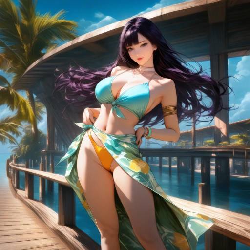 Confident Beachside Character in Digital Art