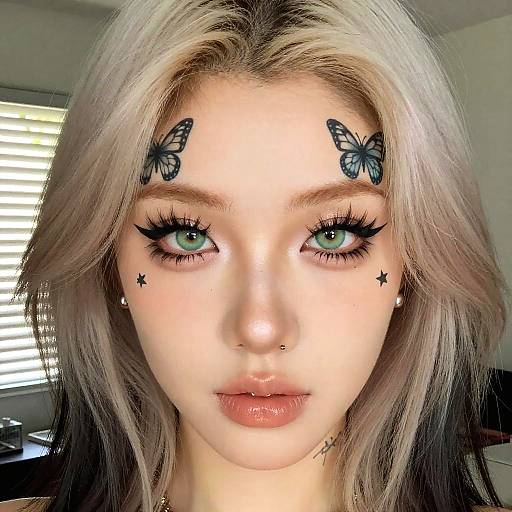 Dramatic Selfie with Tattoos and Makeup