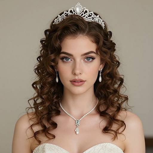 Curly Bridal Hairstyle with Tiara