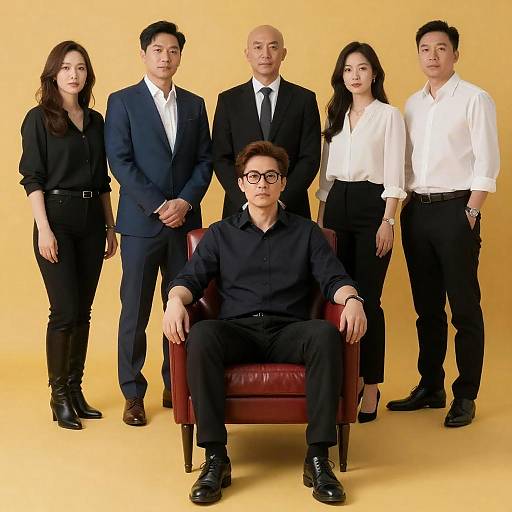 Group of Six Professional Adults in Studio