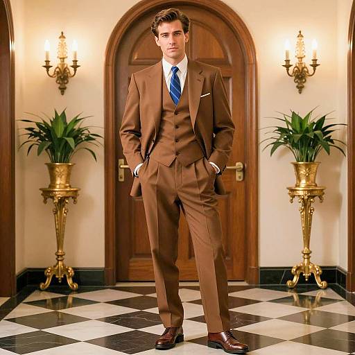 Elegant Eighties Fashion in Classic Hallway