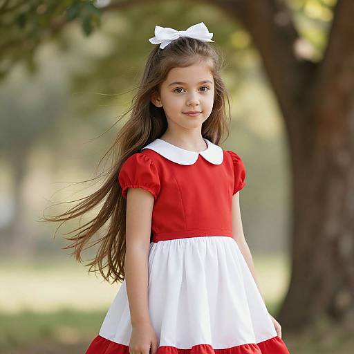 Graceful Young Girl in Elegant Dress