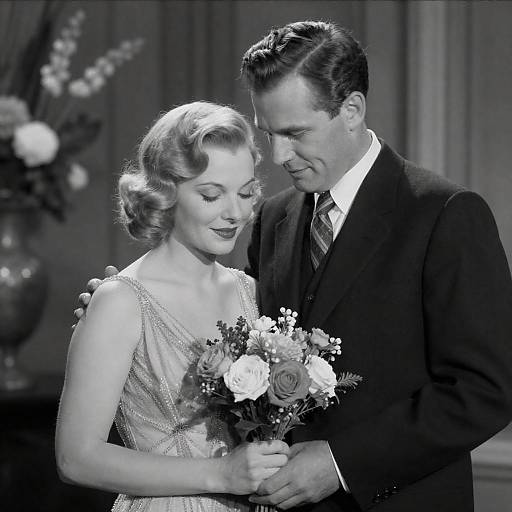 Elegant 1930s Couple in Tender Moment