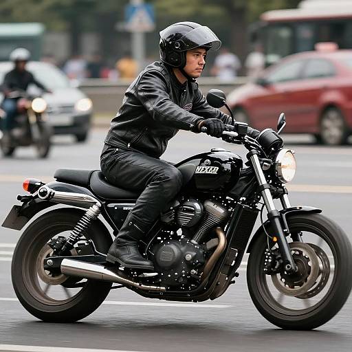 Photorealistic Motorcycle Rider in Leather