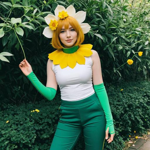 Cosplayer in Flower-Inspired Costume