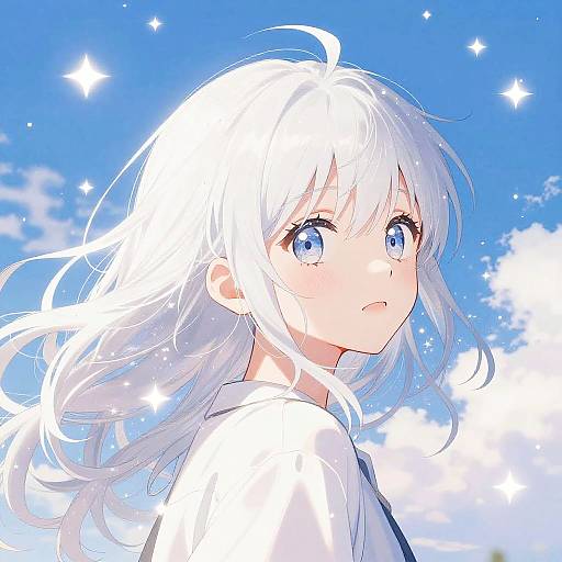 Dreamy White Hair Anime Character