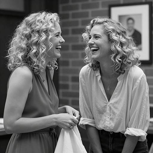 Joyful Moment of Two Laughing Women