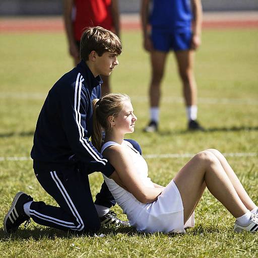 Teenagers in Intense Moment on Field