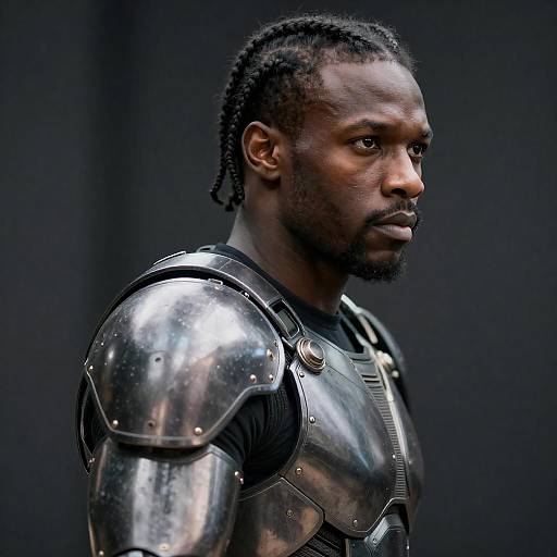 Close-Up: Braided Cybernetic Arm Portrait