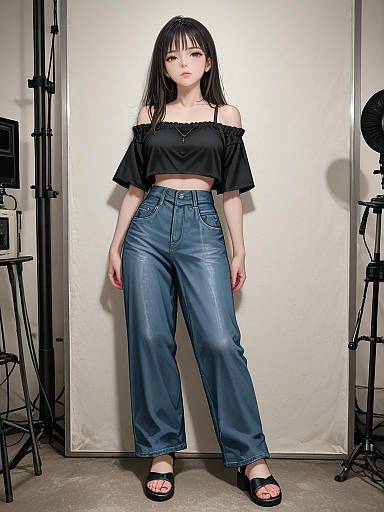 Woman in Casual Streetwear Studio Portrait