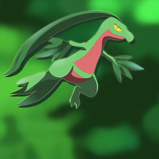 Illustration of Grovyle, pokemon in the style of Dars (recolors)