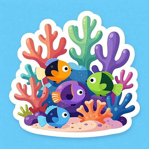 Colorful Coral Reef Vector Sticker