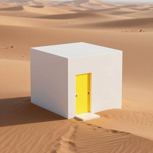 Minimalist 3D Desert Cube Scene