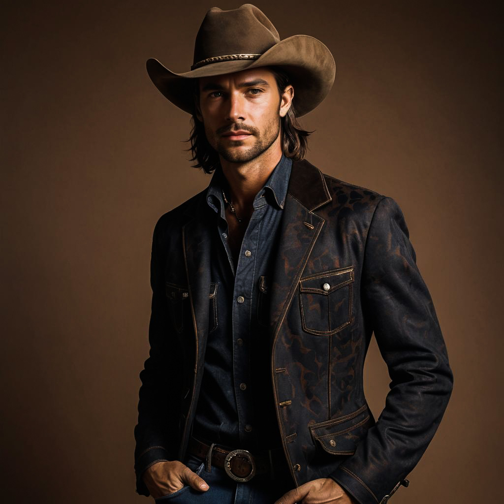 Modern Cowboy Portrait with Warm Background