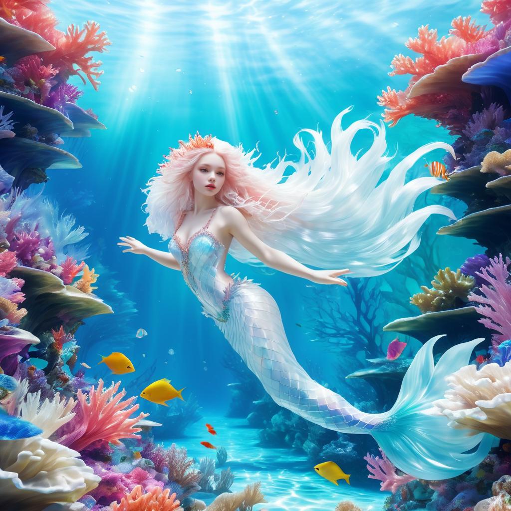 Enchanting Albino Mermaid in Crystal Lagoon