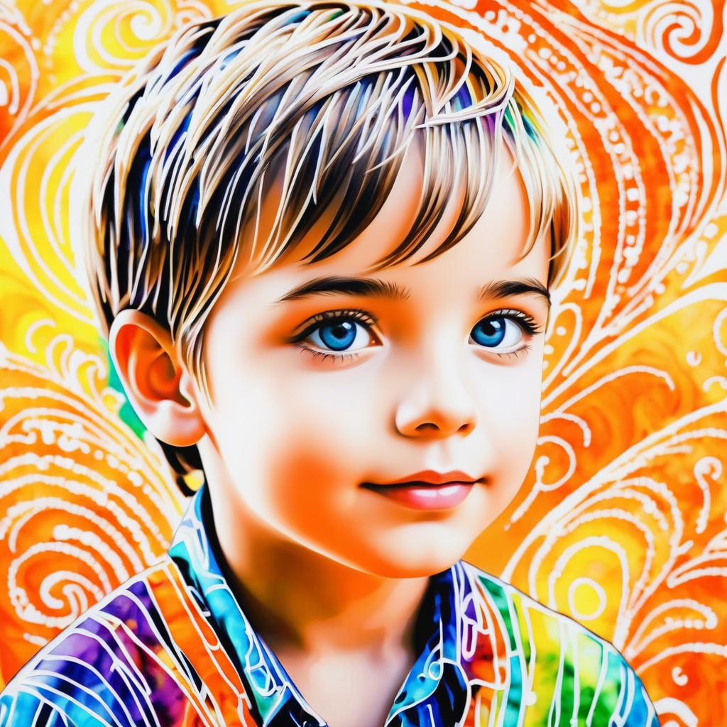 Charming Crayon Art Portrait of a Boy