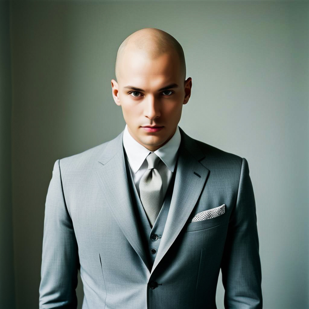 Tim Walker Style Bald Man in Suit