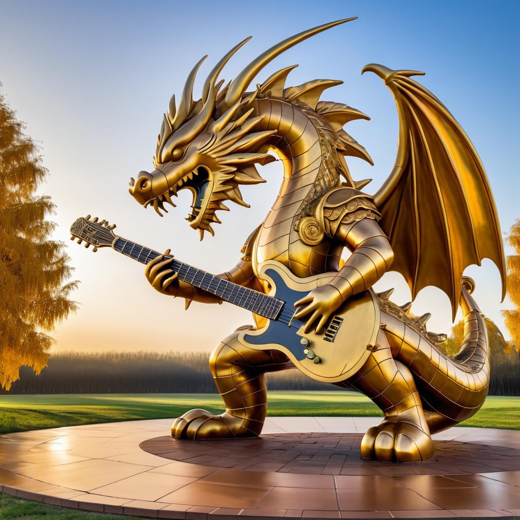 Giant Dragon Guitarist in Rusty Gold