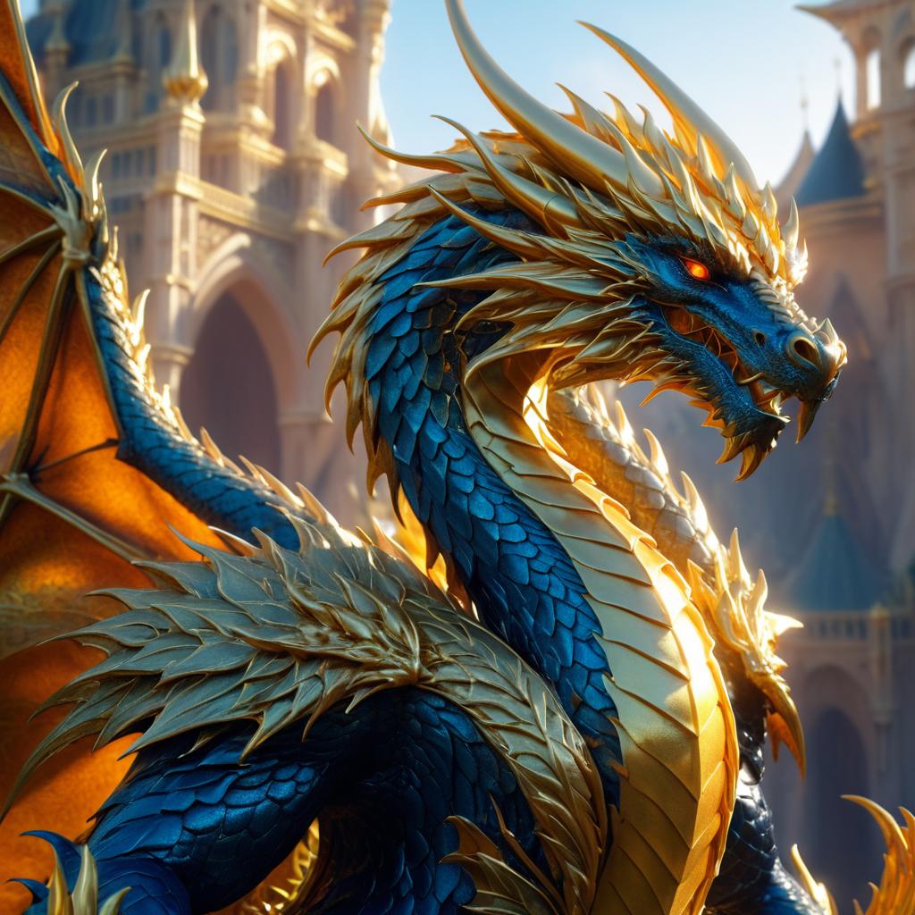 Heroic Dragon in Ethereal Fantasy Setting