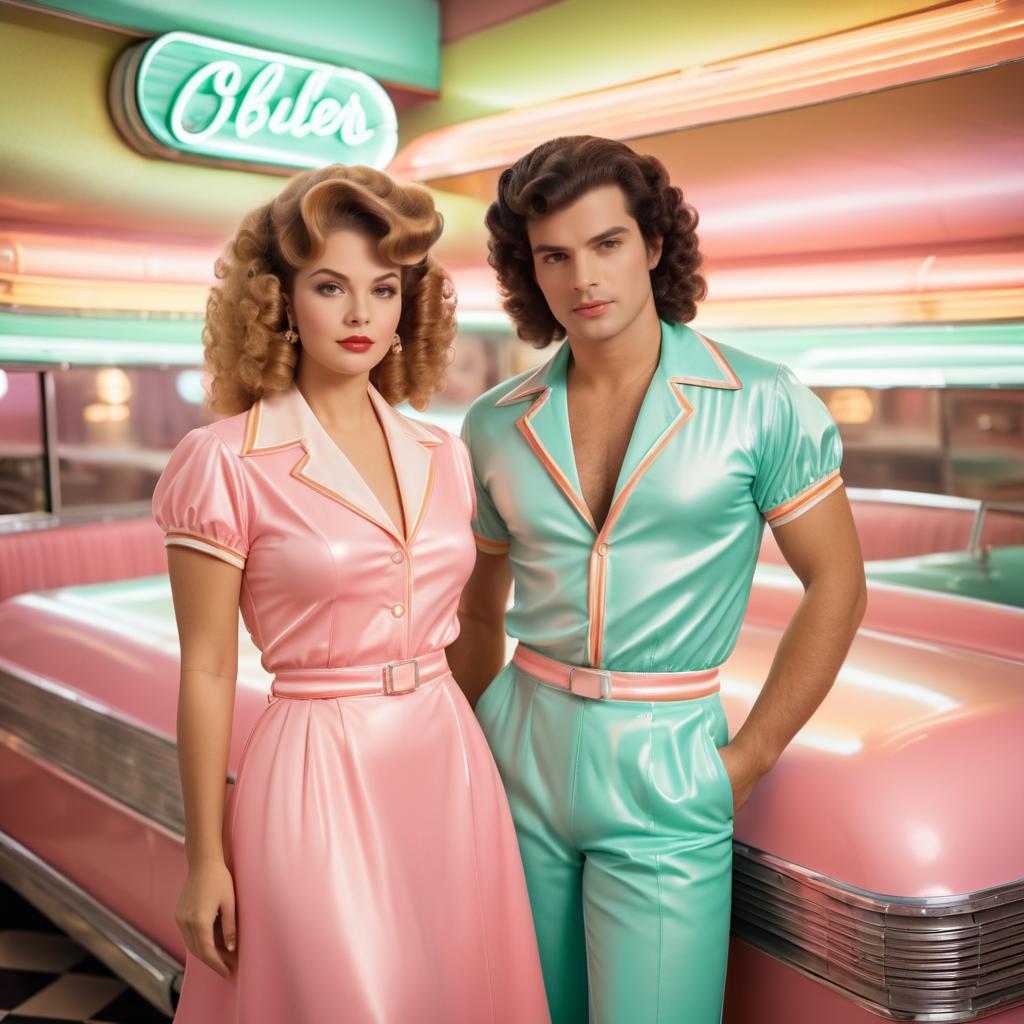 Retro Couple Portrait in a Diner