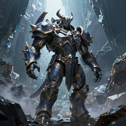 Obsidian Colossus in Glacial Chasm