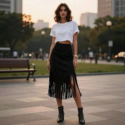 Contemporary Boho Woman at Sunset