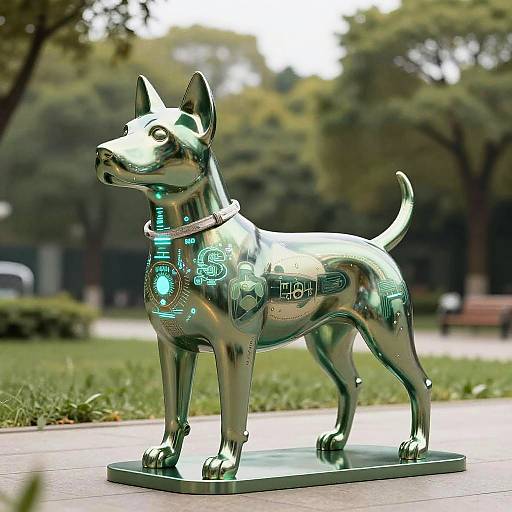 Futuristic Dollar Dog Companion Statue